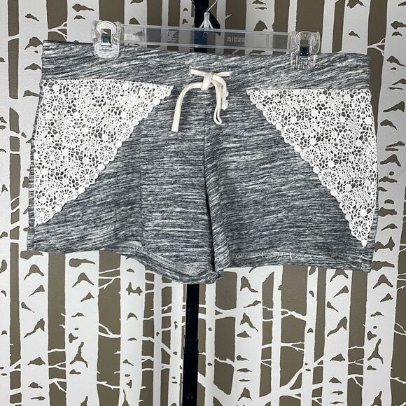 Space Dyed French Terry Lace Trim Shorts sz L - Picture 1 of 6